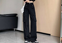浪莎牛仔工裝褲女2023年秋季高腰垂感直筒寬松多口袋美式高街闊腿褲 曬單實拍圖