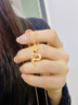 中國黃金（CHINA GOLD）蛇本命年黃金項鏈女足金吞金靈蛇吊墜七夕情人節禮物送女朋友老婆 足金琺瑯吞金靈蛇吊墜【贈銀鏈】投資金 曬單實(shí)拍圖