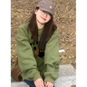 LDBE綠色圓領(lǐng)衛衣女2026新款秋冬加絨美式慵懶風(fēng)寬松高級感套頭上衣 森林綠【秋冬加絨】 M（95以?xún)龋?曬單實(shí)拍圖