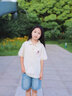 朱阿姨女大童短袖t恤夏季2025新款女童初中生夏裝polo衫青少年半袖上衣 米杏色 150 曬單實(shí)拍圖