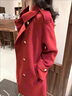 瑪嬌媚（Majiaomei）毛呢大衣女中長(cháng)款2025年秋冬新款紅色圣誕新年戰袍復古呢子外套女 紅色 M 曬單實(shí)拍圖