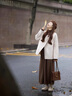 妃莉杋（FeiLiFan）秋冬連衣裙女裝2024新款鹽系穿搭一整套小香風(fēng)毛呢外套半身裙子女 杏色外套+咖色半身裙 M 【95-105斤】 曬單實(shí)拍圖