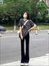 棠暖微喇叭褲女夏季2025新款女裝冰絲瑜伽運(yùn)動(dòng)褲夏天薄款速干休閑褲子 黑色小個(gè)子 推薦身高150-160CM M 95-110斤 曬單實(shí)拍圖