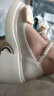 简希伦玛丽珍鞋女2024夏季新款高跟蝴蝶结厚底粗跟珍珠配裙子时尚小皮鞋 米白色 38 实拍图