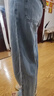 紫涵（ZIHAN）紫涵直筒淺藍(lán)牛仔褲女夏季貼布刺繡高腰顯瘦百搭休閑長褲 牛仔藍(lán) M 曬單實(shí)拍圖
