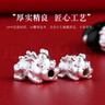 銀典工坊S999足銀貔貅寶寶大孔隔珠3D硬銀金蟬金魚(yú)四葉草背云手串飾品配件 貔貅寶寶-元寶款/單個(gè) 曬單實(shí)拍圖