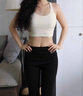 莫代爾運(yùn)動內(nèi)衣女2025新款防震聚攏跑步高強(qiáng)度瑜伽背心健身服上衣文胸 米白文胸【固定杯胸墊】+灰紫色褲子 L 【115-130斤】 曬單實拍圖