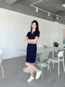 clotho Rennie品牌女裝休閑連衣裙女2025年夏季新款Polo領(lǐng)休閑減齡顯瘦時尚裙子 藏青色 M 曬單實(shí)拍圖