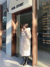 紫涵（ZIHAN）紫涵長(zhǎng)款連帽毛領(lǐng)羽絨服女年冬季淑女純色H廓型鴨絨外套 米金 XS 曬單實(shí)拍圖
