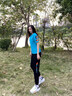 牧予品牌女士運動套裝女夏季短袖95棉質(zhì)潮流運動服透氣高品質(zhì)運動裝減齡網(wǎng)紅輕奢跑步服鍛煉健身服曳步舞服 藍色 九分褲款 L 建議90-110斤 曬單實拍圖