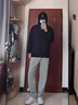 POUM 男裝聯(lián)名秋季復(fù)古純色300g連帽衛(wèi)衣男士寬松套頭情侶款帽衫男士 BNGYL-K02華棉棕色 XL 曬單實拍圖