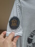 帛延 歐貨潮牌條紋短袖T恤男夏季新款字母刺繡圓領修身絲光棉半袖體恤 白色 M 曬單實拍圖