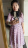 珂莱蒂尔V领印花中长款连衣裙女收腰显瘦气质时尚裙子新款 淡紫红 L 晒单实拍图