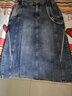 善己2021年秋季新款復古文藝開(kāi)叉休閑半身裙女高腰撞色顯瘦 A字裙 牛仔藍 L【現貨發(fā)售】 曬單實(shí)拍圖