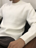 PRIDEME深冬季加絨加厚保暖一體絨圓領(lǐng)白色毛衣男長(cháng)袖修身套頭針織衫男士 LDK2119-白色 XL 【體重建議：130-150斤】 曬單實(shí)拍圖