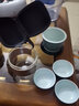 一品仟堂快客杯防燙陶瓷一壺三杯玻璃便攜日式辦公旅行功夫茶具套裝簡(jiǎn)約隨身戶外泡茶壺 拾遠(yuǎn)快客杯（暗綠） 曬單實(shí)拍圖