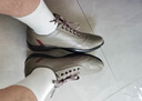 牧末（MUMO）品牌  商務(wù)休閑皮鞋男鞋 舒適軟底運動(dòng)鞋男 百搭內增高大碼鞋子男 灰色平底款（升級款） 38 標準皮鞋尺碼 曬單實(shí)拍圖