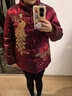 羅蒙（ROMON）媽媽冬裝外套女中老年女裝喜慶奶奶本命年紅色老人太太棉服兩件套 大紅色 XL (建議105斤以?xún)? 曬單實(shí)拍圖