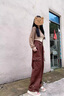 DAVEY MODE韓風(fēng)早秋穿搭衛(wèi)衣套裝女2025又a又颯工裝褲女小個子休閑兩件套 卡其色衛(wèi)衣杏色吊帶+咖色工裝【zt】 M 【秋季名媛氣質(zhì)職業(yè)套裝裙小西 曬單實(shí)拍圖