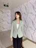 clotho Rennie品牌女裝短款西裝外套女2025春秋新款時(shí)尚格子氣質(zhì)休閑西服上衣 綠色 M 曬單實(shí)拍圖