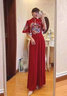 麗佰昕中式旗袍結(jié)婚敬酒服新娘新款秋冬季答謝宴禮服女訂婚連衣裙回門 酒紅色長款 XL 曬單實(shí)拍圖