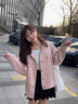 衣典零一（LEDIALYI）工裝外套女2024春秋季女裝新款小個(gè)子甜美洋氣學(xué)院風(fēng)休閑夾克上衣 粉色 S 曬單實(shí)拍圖