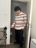 ERNCIAGA 羊絨衫男100%純山羊絨高領(lǐng)打底衫加厚冬季青年雙翻毛衣 湖藍(lán)夾花 175/XL (適合135斤-150斤) 曬單實(shí)拍圖