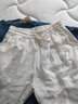 亂在江南純色休閑舒適透氣闊腿褲新款亞麻松緊腰系帶夏季寬松百搭九分褲 白色 XL 曬單實(shí)拍圖