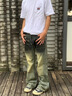 廢土風彎刀牛仔褲男款春秋修身顯瘦復(fù)古長褲子美式vibe直筒微喇褲 黃泥藍 【高品質(zhì)牛仔布】 XL （關(guān)注優(yōu)先發(fā)貨） 曬單實拍圖