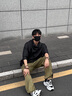 OEMG 堆堆領(lǐng)七分袖t恤男裝夏季新薄款黑暗系不規(guī)則冰絲小眾設(shè)計感體恤 綠色 XL [建議110-130斤] 曬單實拍圖