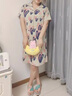 貓人 MIIOW2025年新款睡裙女款夏季純棉短袖孕婦大碼開衫全棉睡衣家居服 卡通印花純棉短袖睡裙  M 曬單實(shí)拍圖