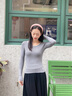 Teenie Weenie小熊女裝毛衣春季簡約舒適時尚撞色款圓領(lǐng)刺繡針織衫 中灰色 XS 155 曬單實拍圖