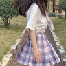 唐努烏（Tang Nu wu）【8件套】少女JK制服百褶格裙襯衫校服正半身學(xué)院風(fēng)短裙子女學(xué)生 樹莓紅茶套裝 XS 【65-75斤】 曬單實(shí)拍圖