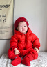 貝娜茜嬰兒帽子秋冬季男女寶寶貝雷帽紅色周歲帽嬰幼兒毛線(xiàn)帽針織帽冬季 蝴蝶結-紅色 6個(gè)月-2歲（44-50CM） 曬單實(shí)拍圖