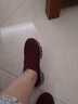足力健艾爸爸老人鞋女防滑軟底透氣媽媽鞋一腳蹬爸爸鞋中老年人健步休閑鞋男 A2518棗紅女 37 (送襪子運險) 曬單實拍圖