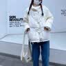 艾珠兒（Aizhuer）短款羽絨棉服女2026新款韓版寬松牛角扣棉衣面包服秋冬季厚外套女 米白色 M 曬單實拍圖