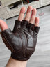 荷棠夢(mèng)半指皮手套男春季手工毛線(xiàn)網(wǎng)皮健身手套自行車(chē)戶(hù)外運動(dòng)騎行手套 咖啡色 均碼 曬單實(shí)拍圖