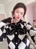 她芙（tafu）品牌女裝法式小香風(fēng)兩件套女2025秋冬新款針織衫上衣百褶裙套裝 黑色 M 曬單實(shí)拍圖