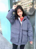 AEMAPE羽絨棉服女2026冬季新款派克服棉衣中長(cháng)款韓版棉襖加厚寬松外套潮 霧霾藍  M _建議121-145斤 曬單實(shí)拍圖