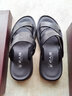 老人頭男士涼鞋韓版潮流夏季新款頭層牛皮戶(hù)外休閑沙灘鞋真皮厚底防滑鞋 黑色 39 曬單實(shí)拍圖