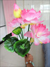 維諾亞仿真荷花荷葉假荷花蓮花貢品花佛堂供佛絹花佛堂花觀音菩薩花 粉色 7叉小荷花 曬單實(shí)拍圖