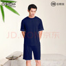 金利來(lái)莫代爾家居服男短袖短褲睡衣男套裝圓領(lǐng)純色套頭外穿 星空藍 XL (175) 曬單實(shí)拍圖