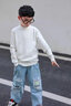 多米含2025秋冬兒童毛衣男童圓領(lǐng)寶寶套頭上衣白色打底衫女童純色男孩 白色 純棉 140cm 曬單實(shí)拍圖
