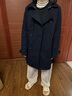 納維凱爾意大利小帆船女士通勤中長(cháng)款風(fēng)衣翻領(lǐng)大衣外套2331544503 藍 M  曬單實(shí)拍圖