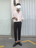 花花公子（PLAYBOY）【兩件裝】西褲男正裝西裝褲男西服褲子商務(wù)休閑工作墜感免燙韓版 黑+藍 31 曬單實(shí)拍圖