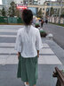 景華年春夏新中式女漢服國(guó)風(fēng)學(xué)生班服古風(fēng)漢元素盤扣刺繡旗袍上衣半身裙 白色上衣+綠色裙子 L (建議105-115斤) 曬單實(shí)拍圖