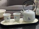 陶羽蝴蝶蘭提梁壺一壺兩杯茶壺茶杯茶盤功夫茶具套裝一兩人喝茶泡茶器 蝴蝶蘭一壺兩杯+吸水茶盤 曬單實(shí)拍圖
