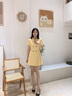 晨芙職業(yè)西裝連衣裙女夏短袖高腰名媛氣質(zhì)百褶裙小個(gè)子主持禮服工作服 781黃色 M 建議90-103斤 曬單實(shí)拍圖