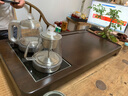 豐匠 天然烏檀木實木茶盤茶具套裝 智能全自動功夫茶臺 家用辦公室一體排水茶海茶托盤 靜雅+H09不銹鋼套裝+黑陶茶具 70*42*4.5cm 曬單實拍圖