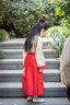 愛寶適兒童漢服表演男女童國學服古裝小學生中國風三字經(jīng)古裝團體演出服 鳳紋朱裙 120 【建議身高110-120cm】 曬單實拍圖